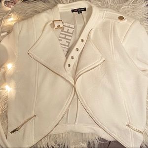 White Blazer Crop-top Jacket